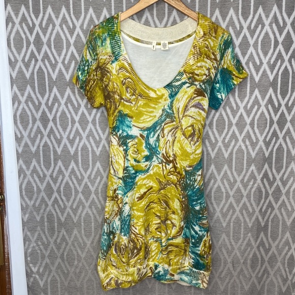 Moth Short Sleeve Scoop Neck Sweater Dress Lined Tank Dress Yellow Size: XS - Picture 4 of 4